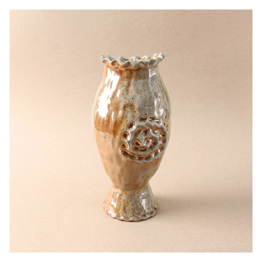 metallic spiral wood fired vase