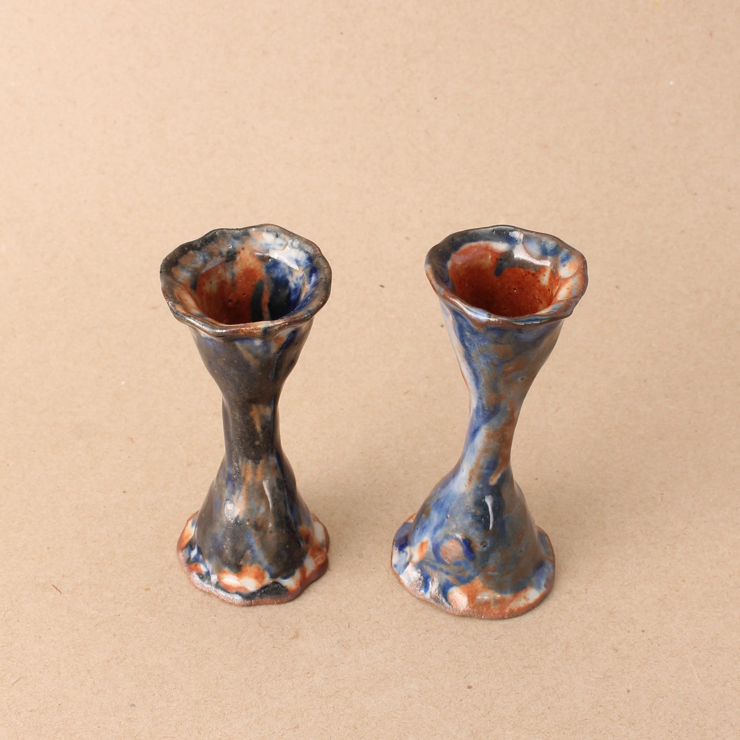 cobalt candlestick duo