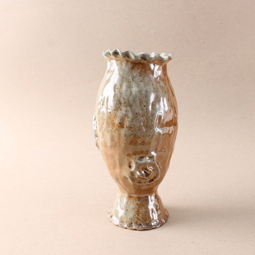 metallic spiral wood fired vase