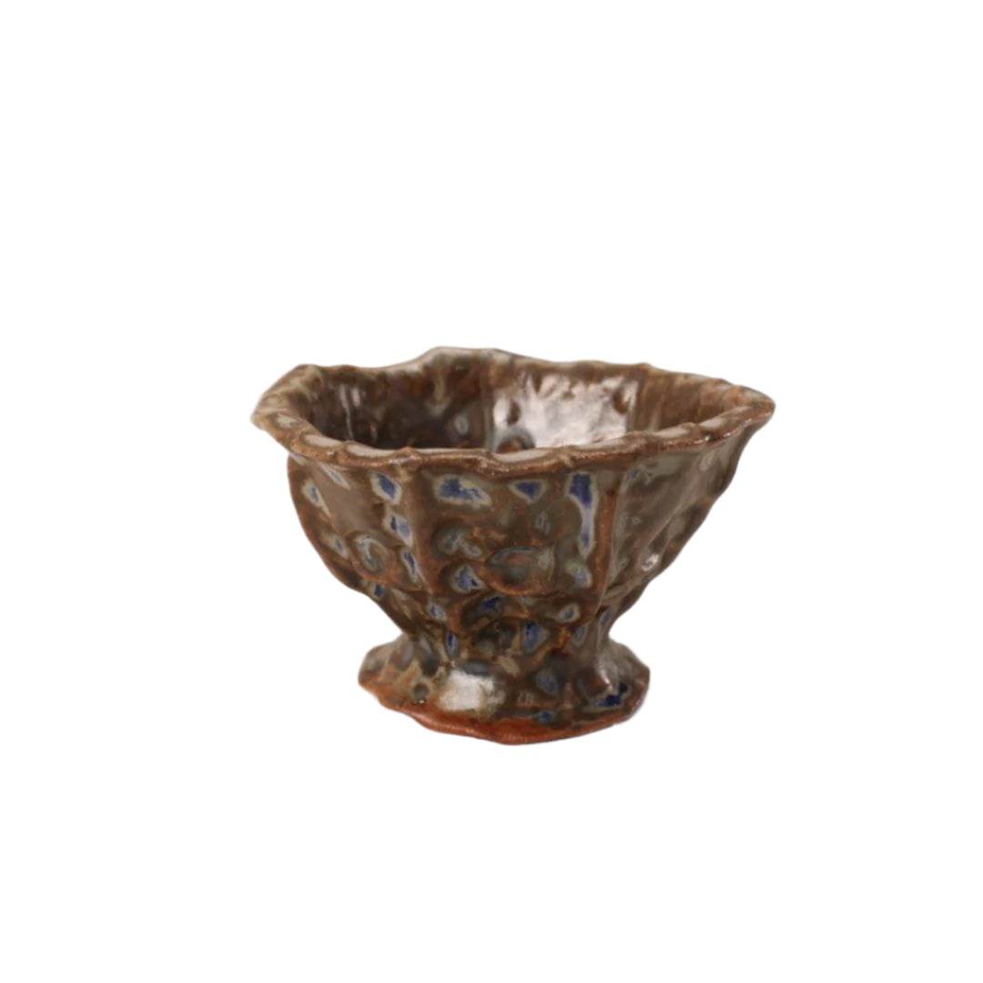 lil brown + blue grid pinch bowl