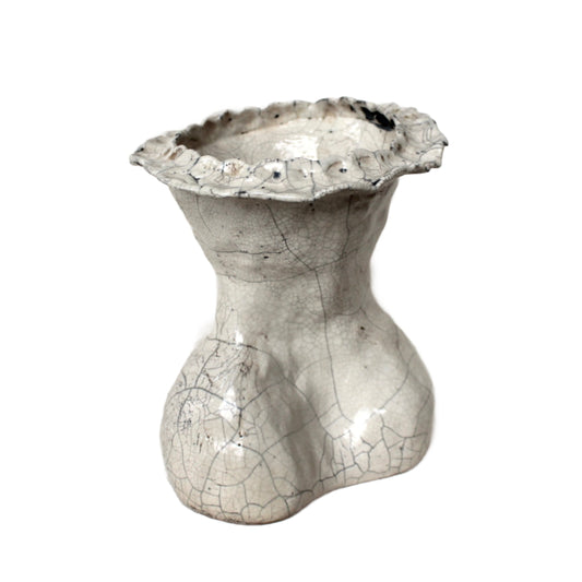 Raku White Hip Vase