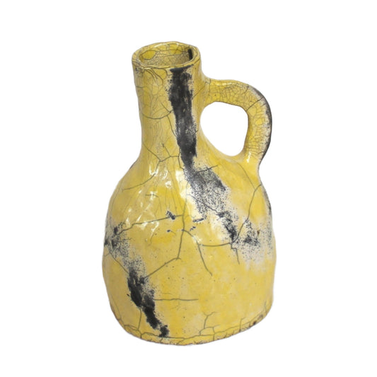 Raku Yellow Handle Vase