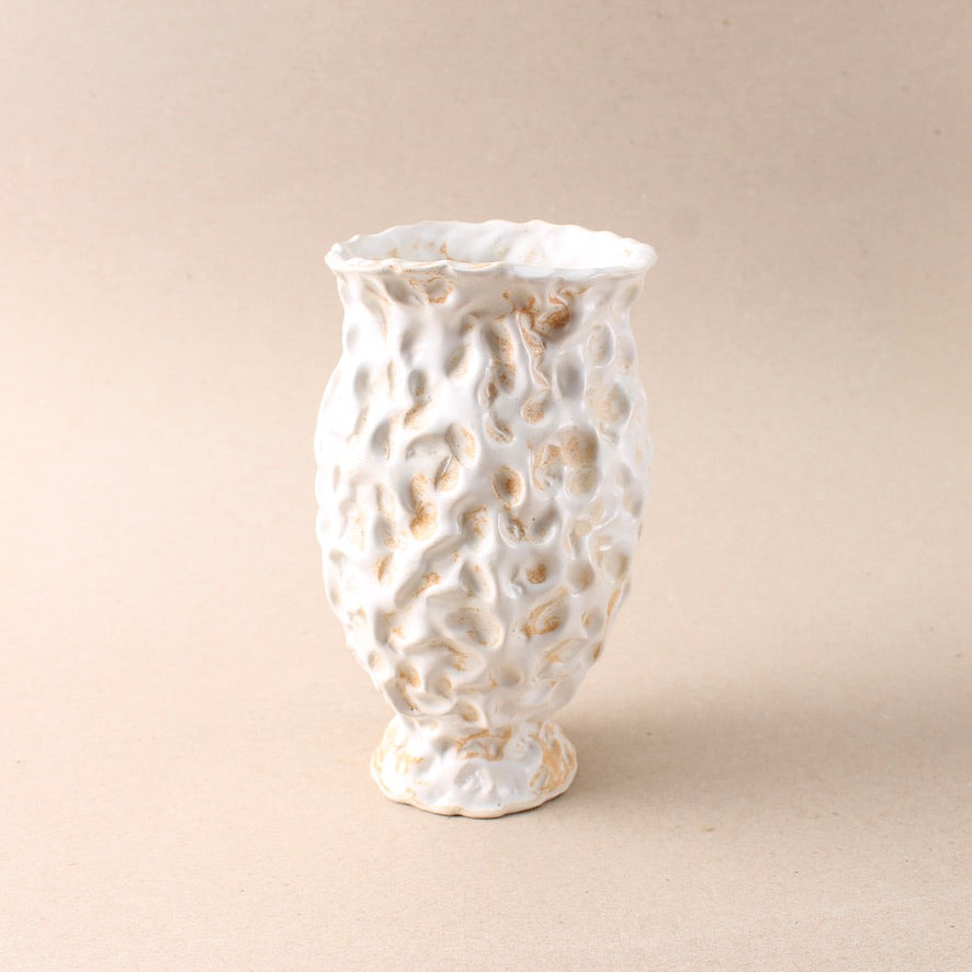 white pinch vase