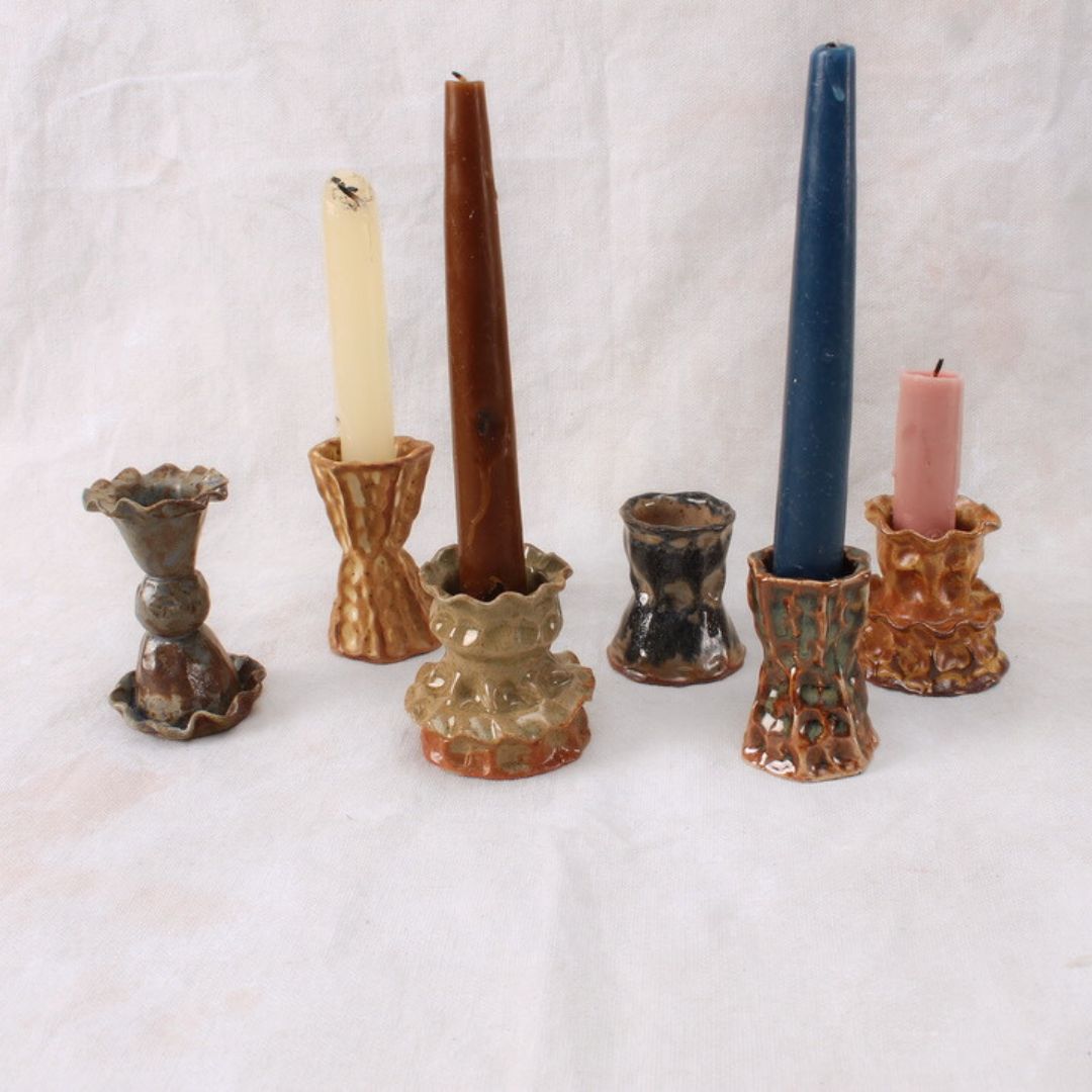 brown pinch short candlestick