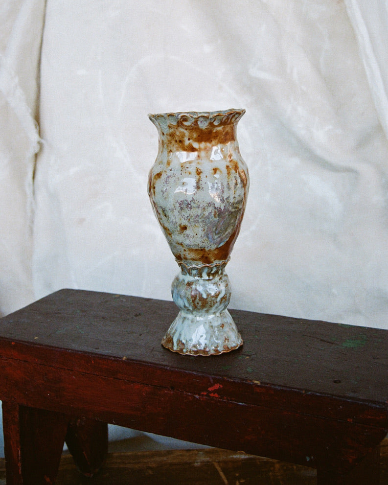 metallic wood fired vase