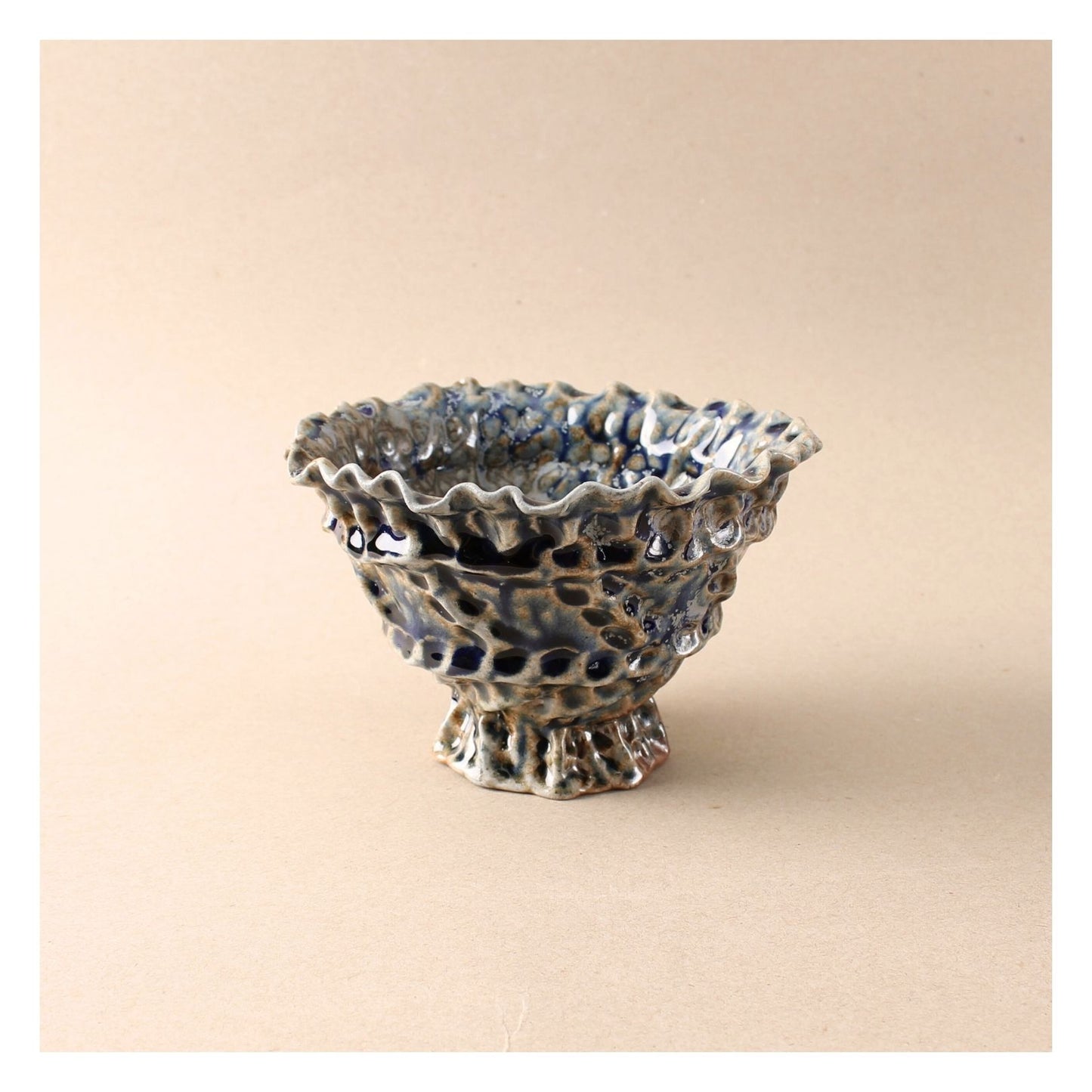 blue woodfired bowl
