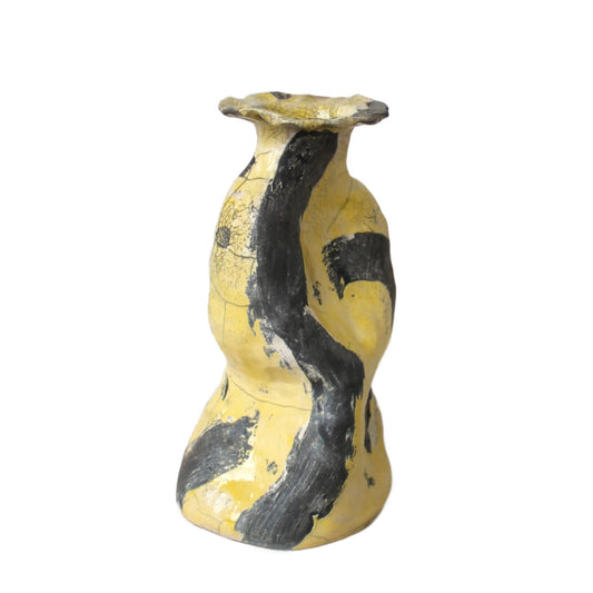 Raku Yellow Bottle Vase