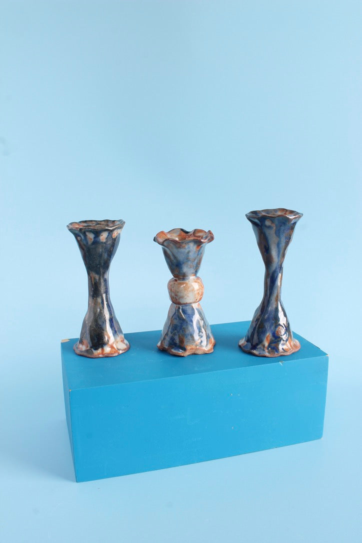 short blue ball candlestick
