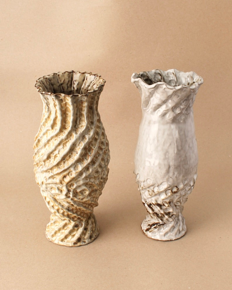 white twist vase