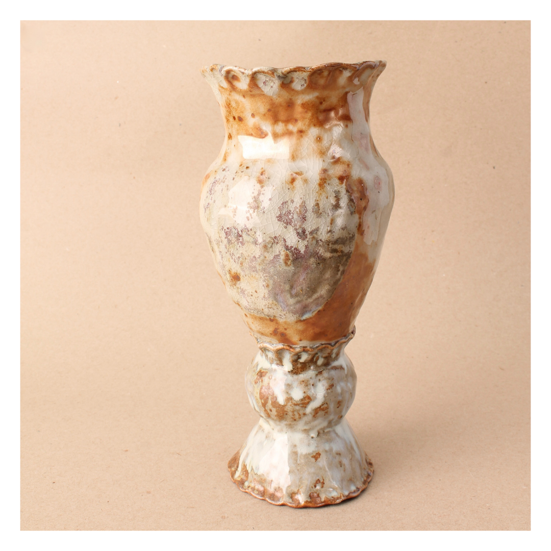 metallic wood fired vase