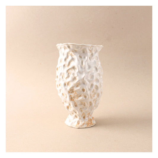 white pinch vase
