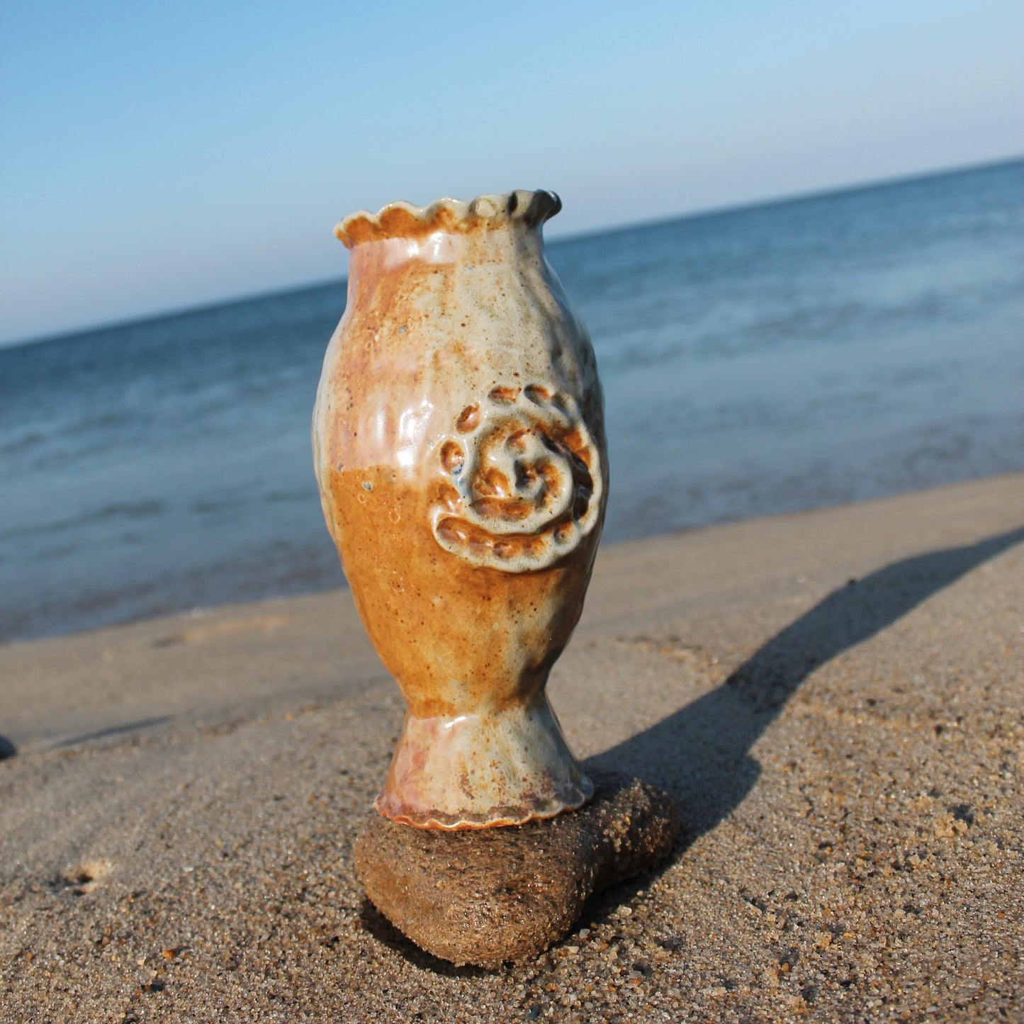 metallic spiral wood fired vase