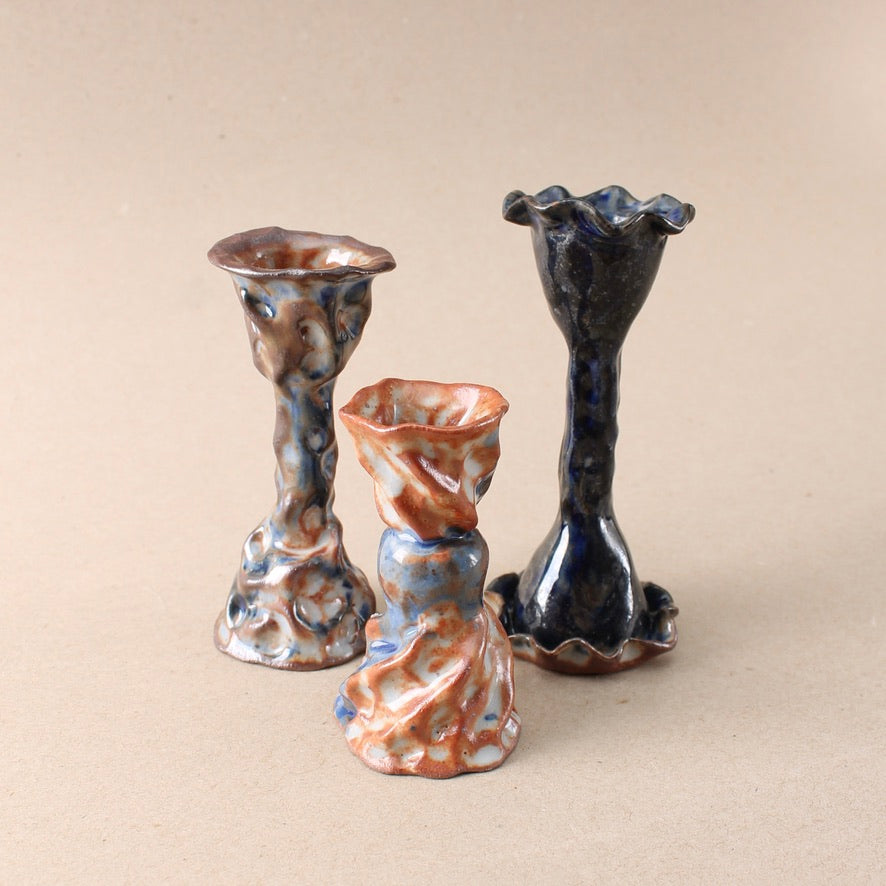 blue candlestick trio