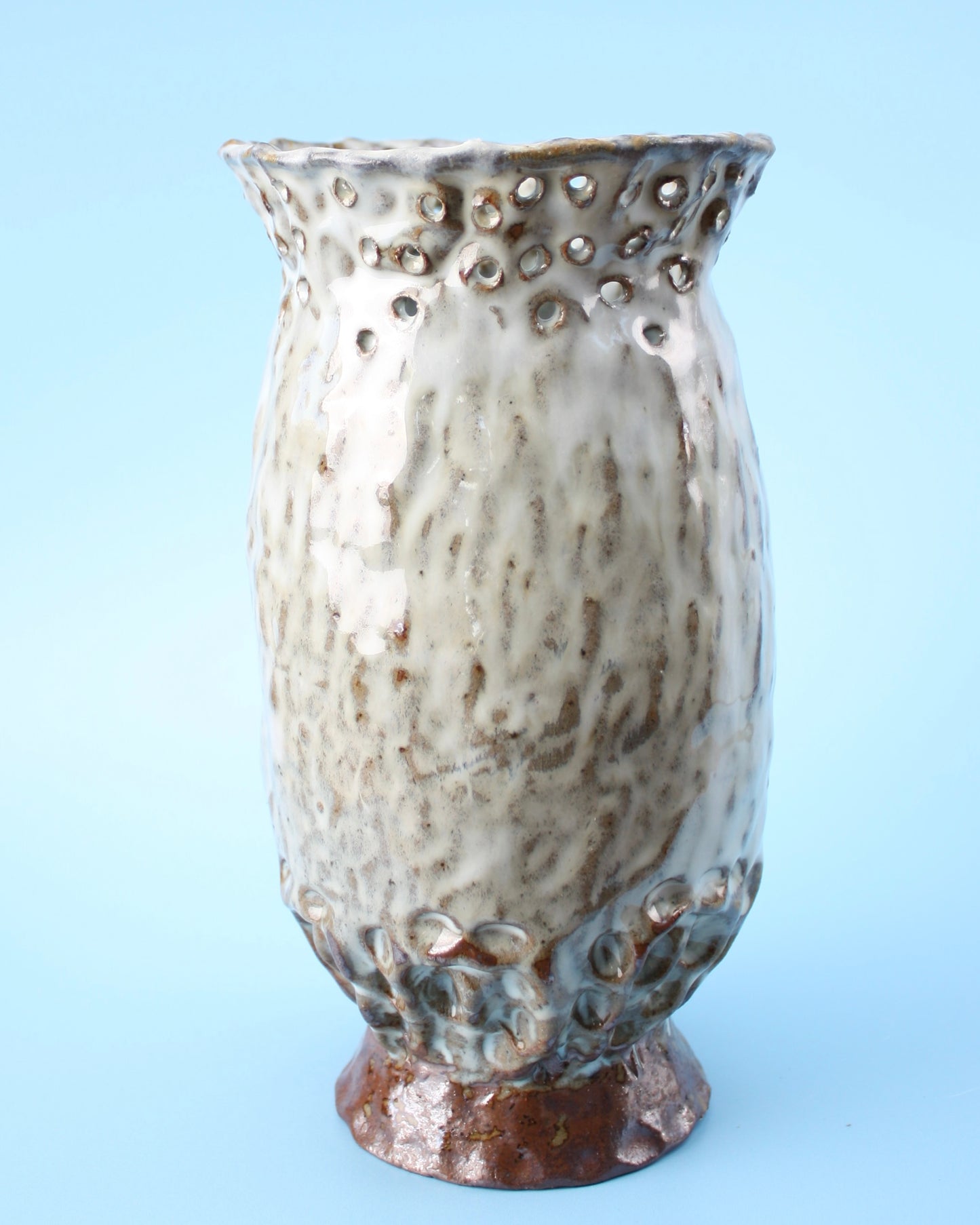 pinch hole white vase