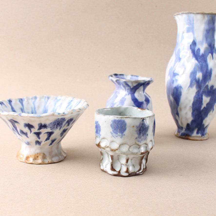 cobalt drip woodfired bowl