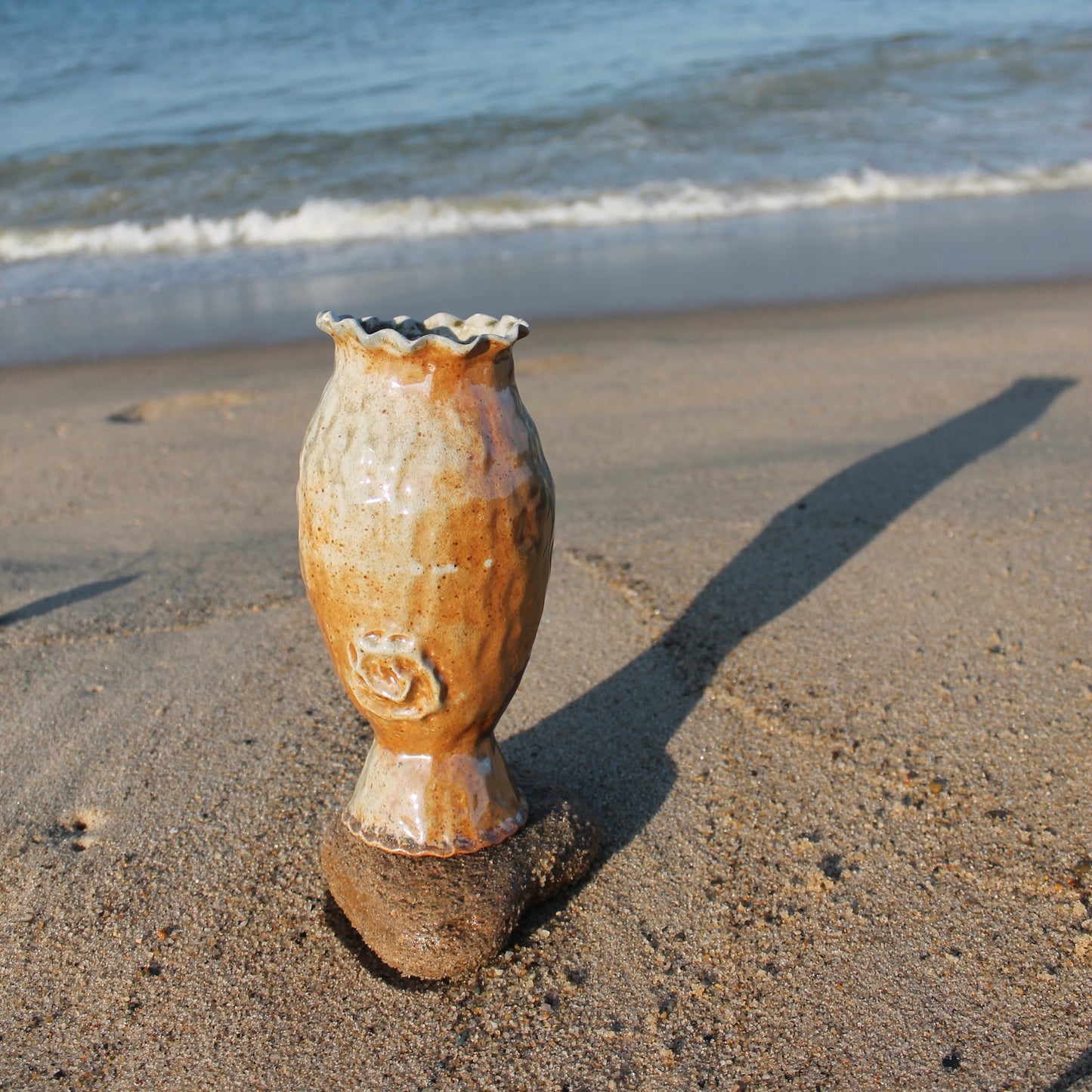 metallic spiral wood fired vase