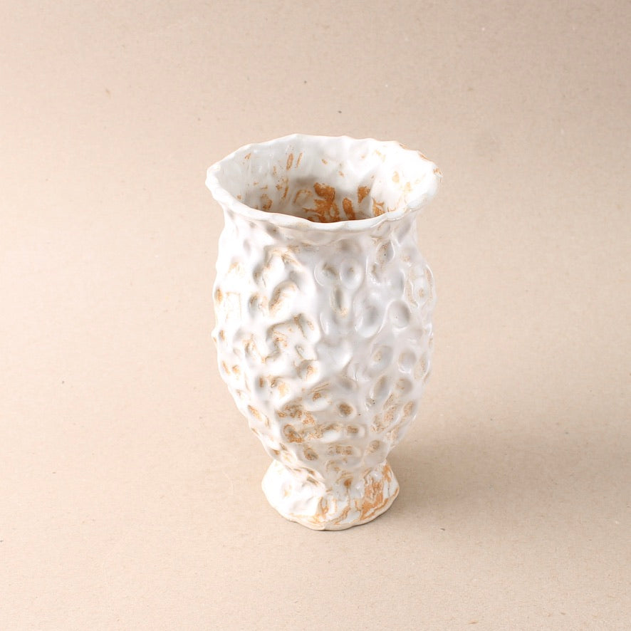 white pinch vase