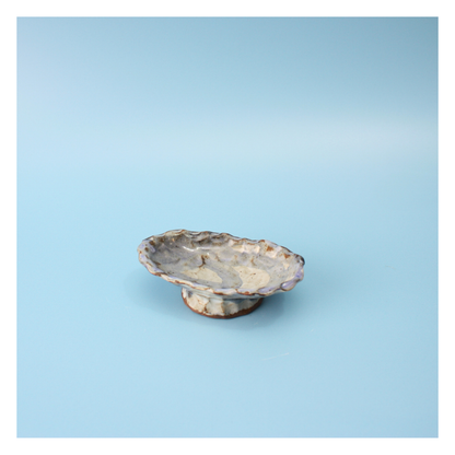 blue pedestal dish