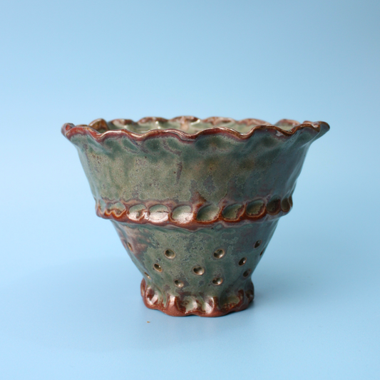 green strainer berry bowl