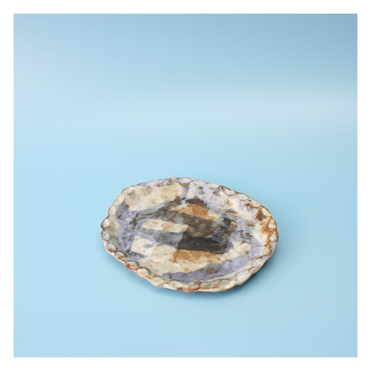 brown and blue plate