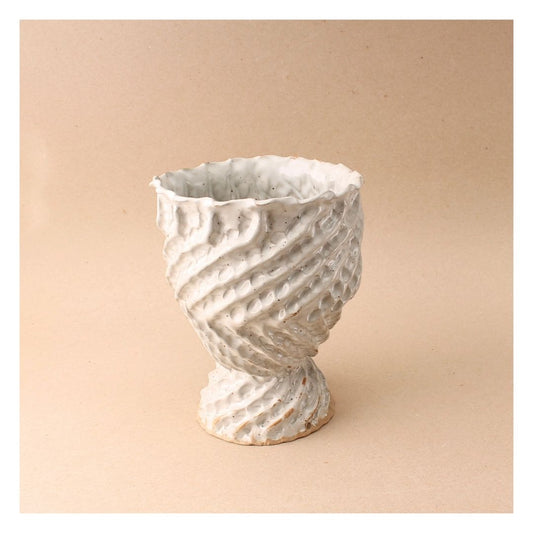 white pinched twist vase