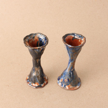 cobalt candlestick duo