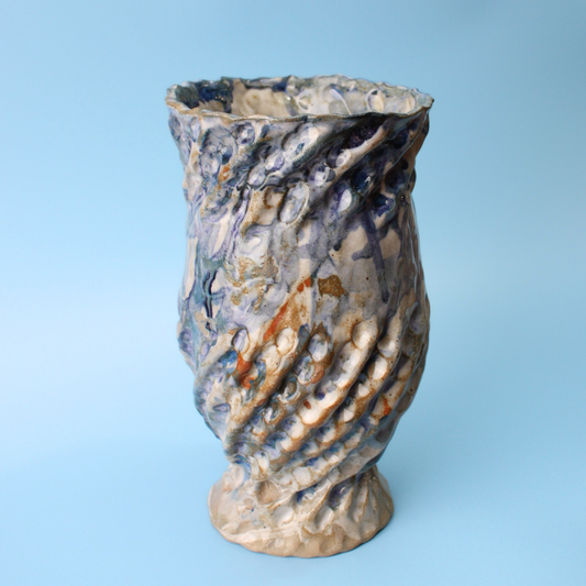 blue drip swirl vase