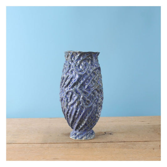 blue swirl vase