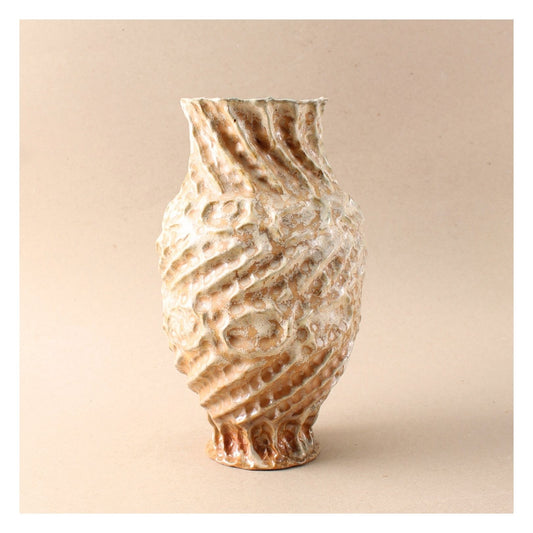 sandy orange spiral wood fired vase