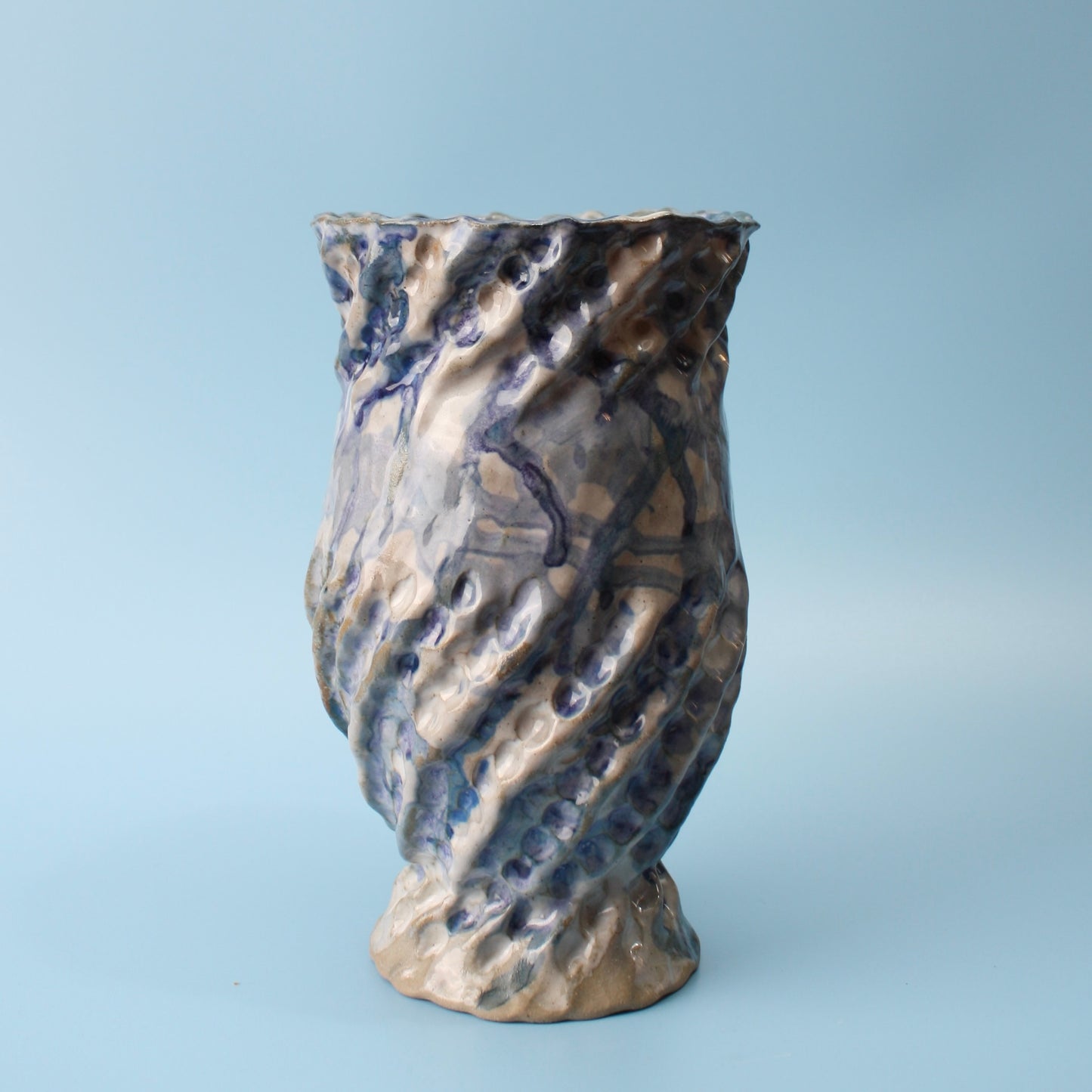 blue drip swirl vase