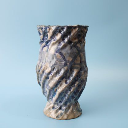 blue drip swirl vase