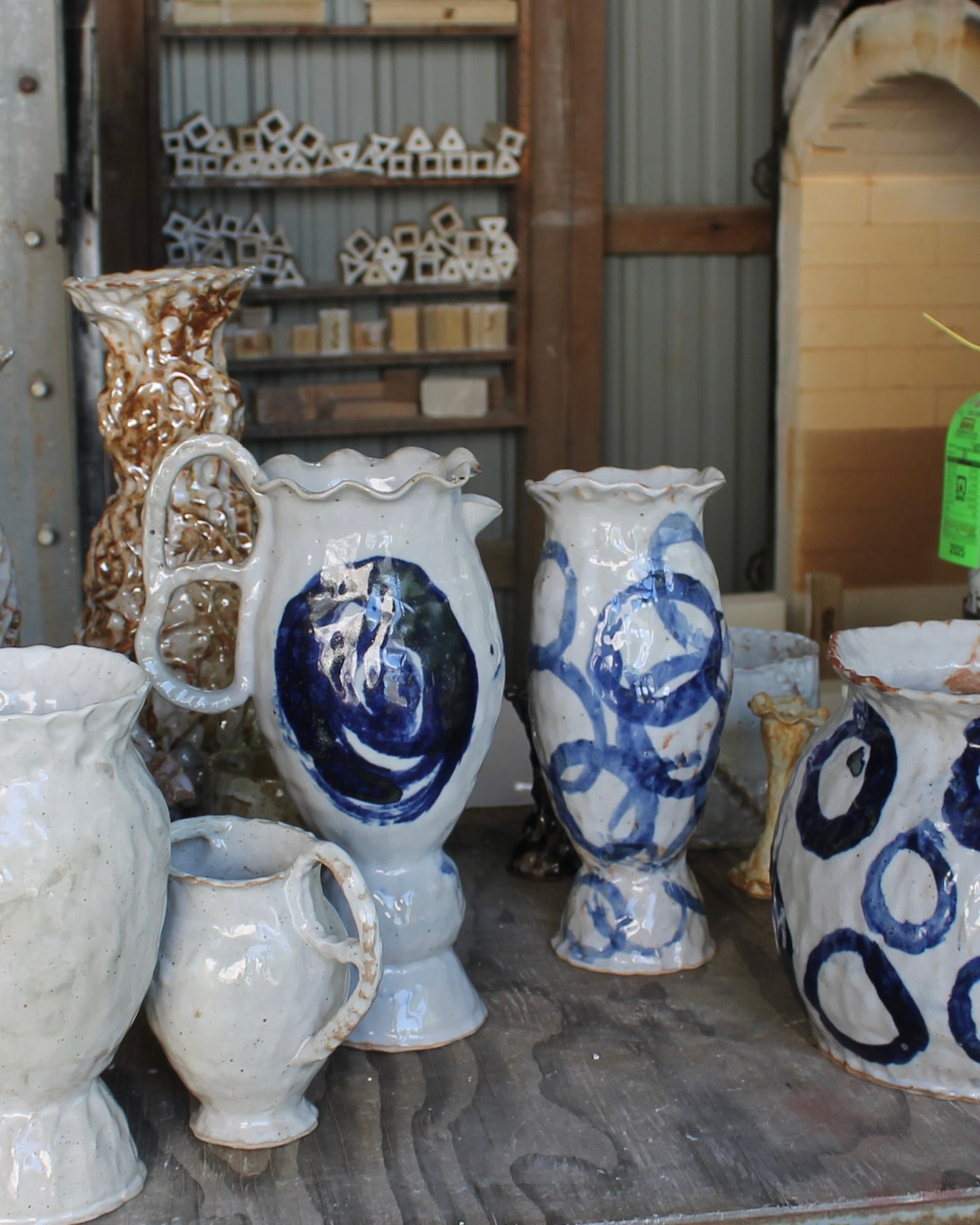blue circle vase