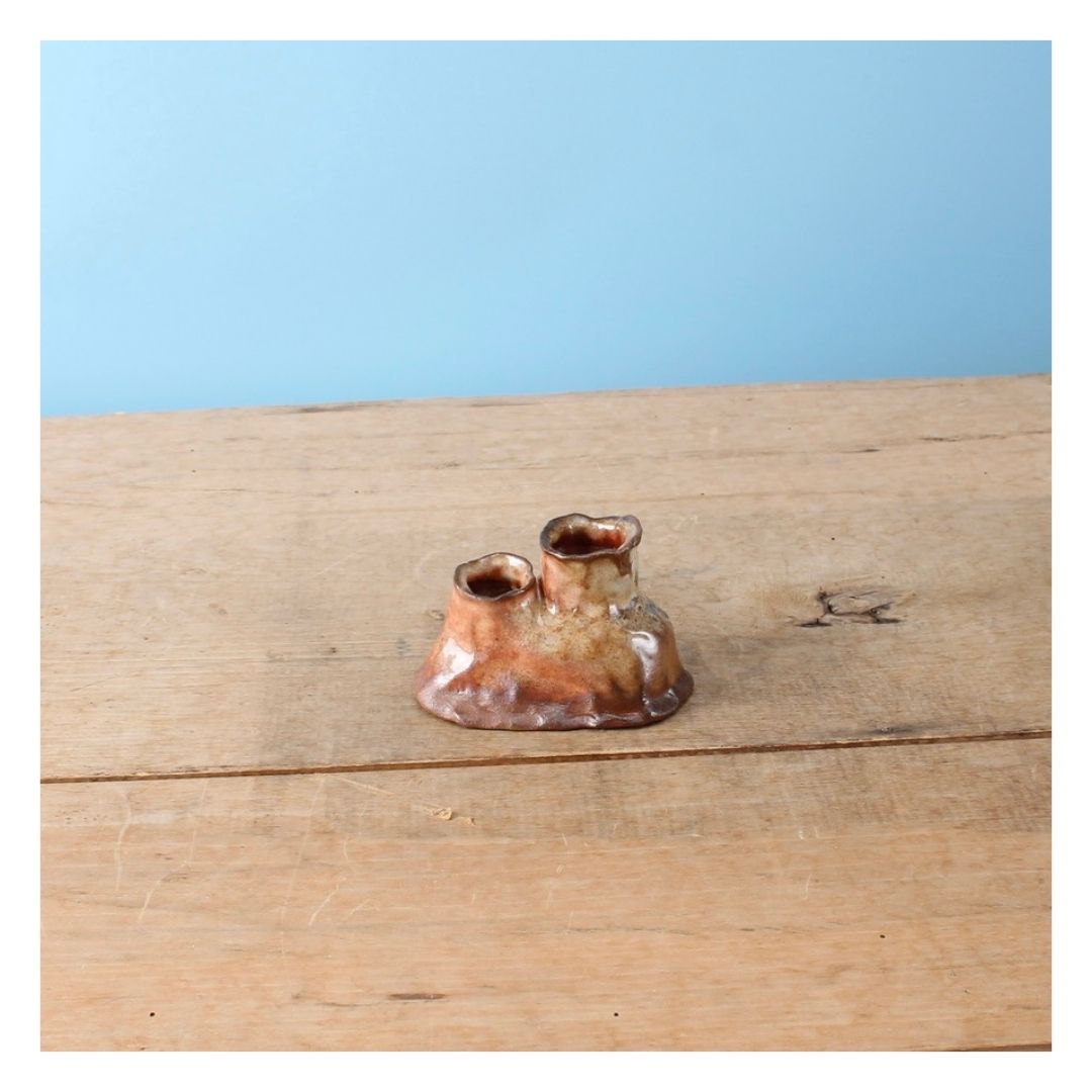 double metallic candle holder