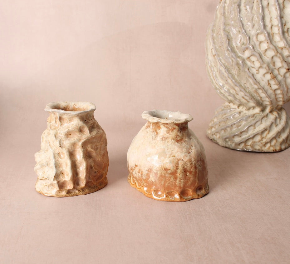 brown crystal woodfired bud vase