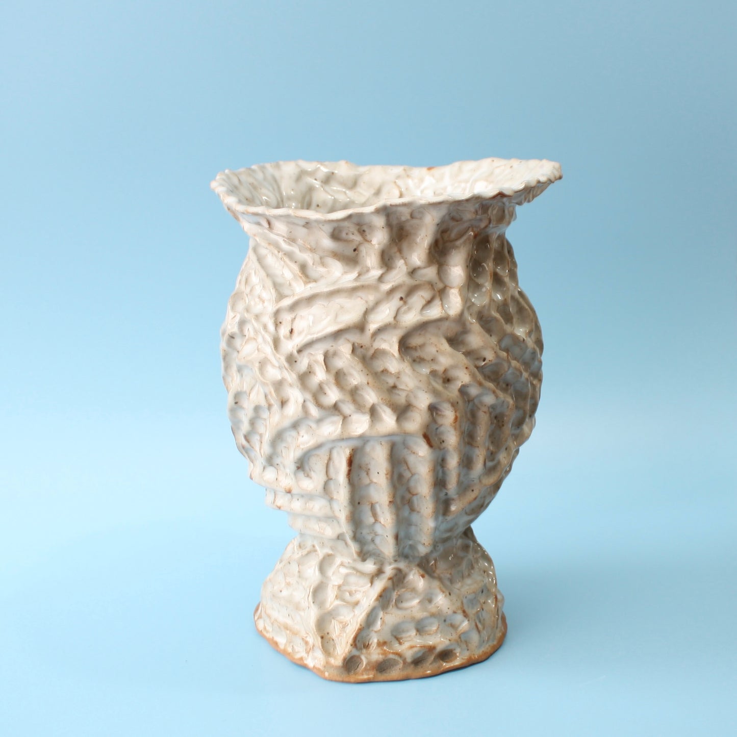 white pinched ridge vase