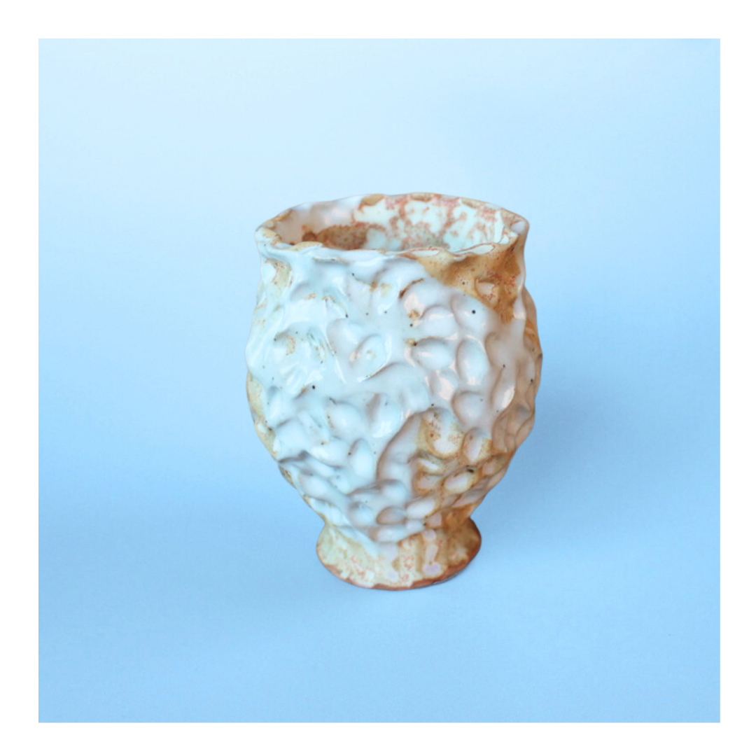 beige pinch bud vase