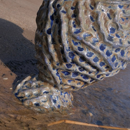 blue pinched ridge wood fired vase