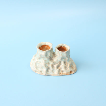 double pinched candle holder