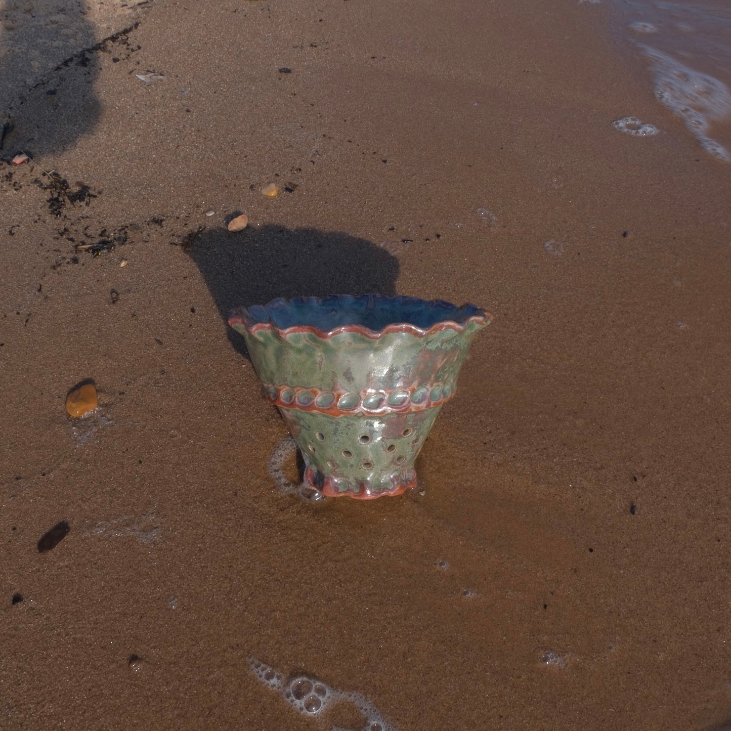 green strainer berry bowl