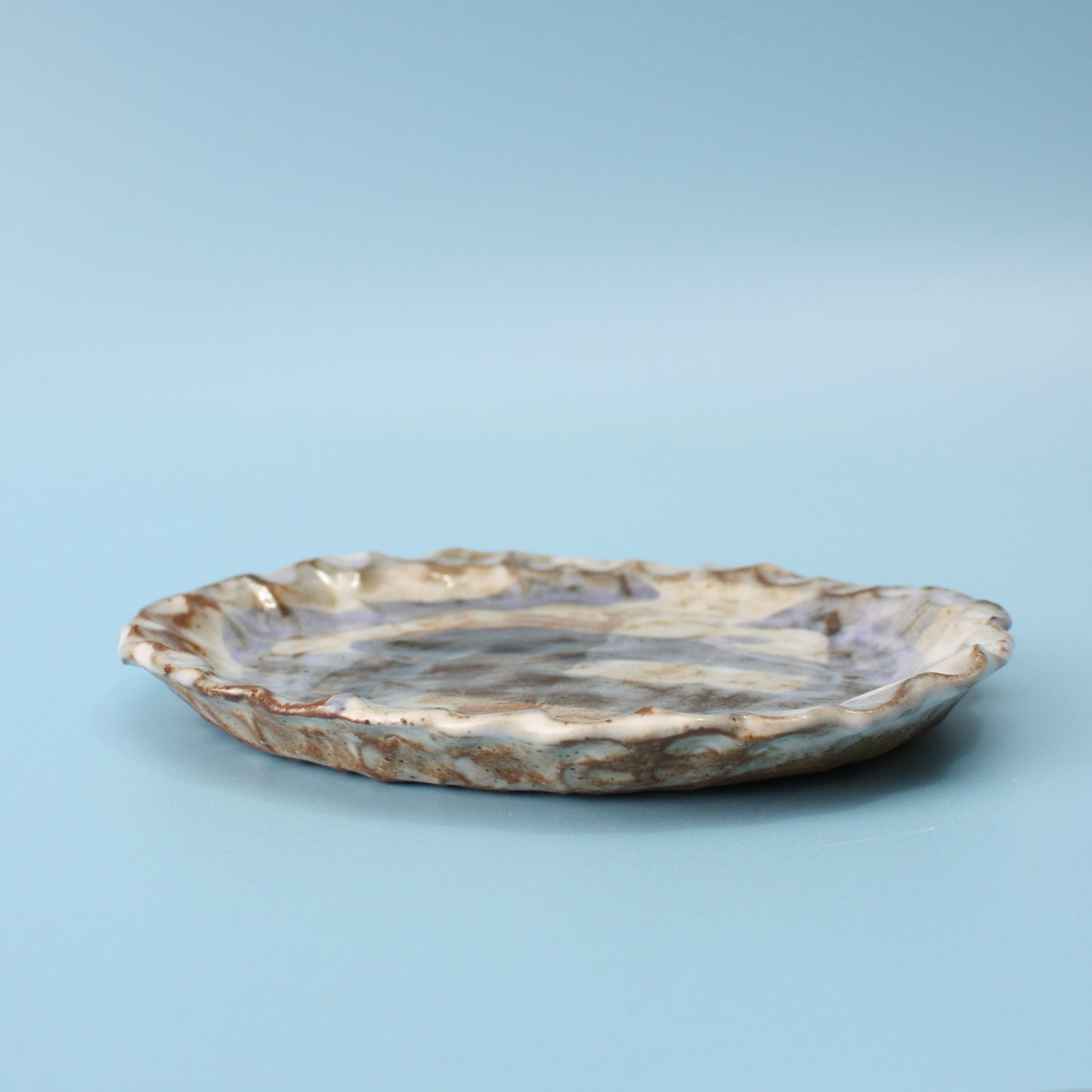 brown and blue plate