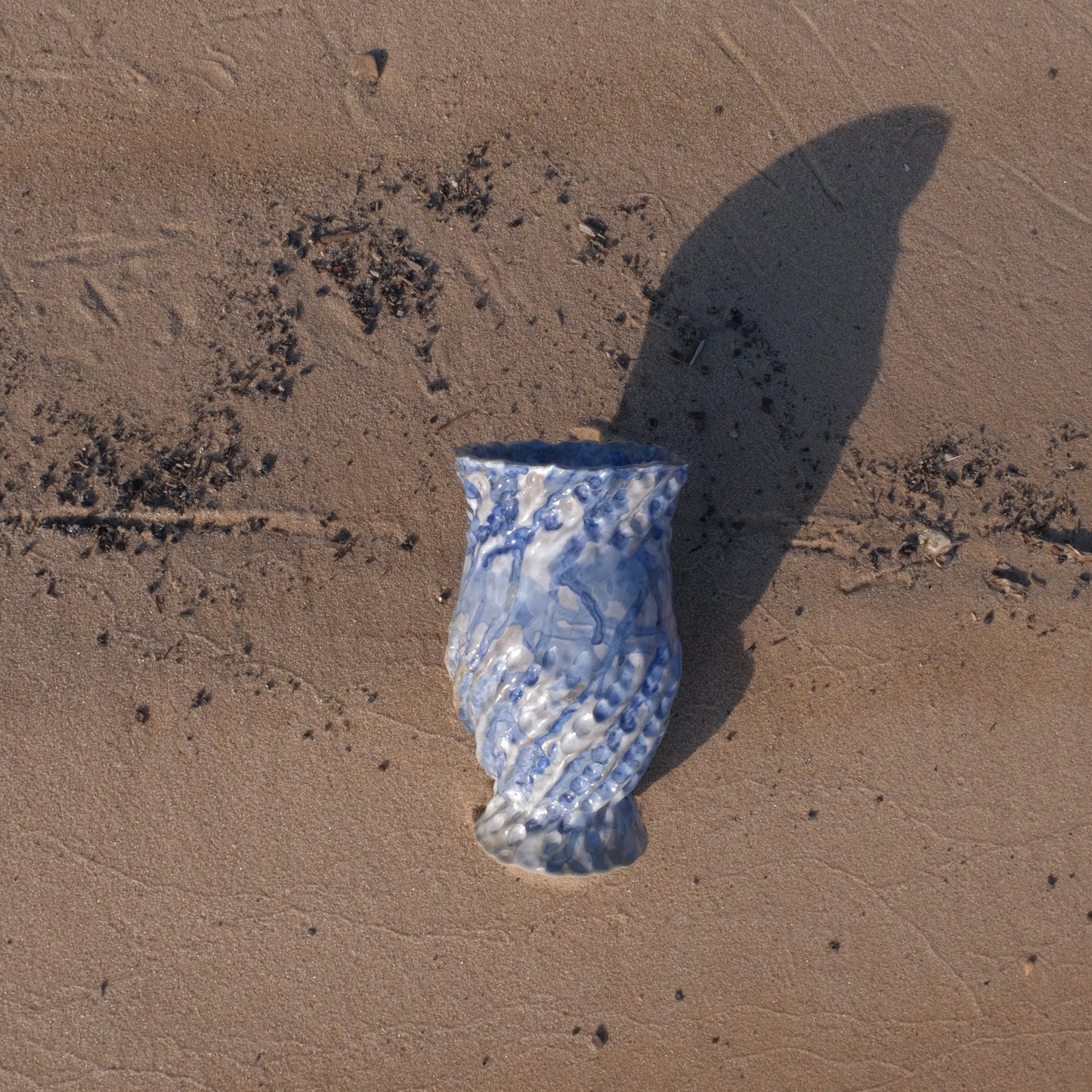 blue drip swirl vase