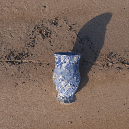 blue drip swirl vase