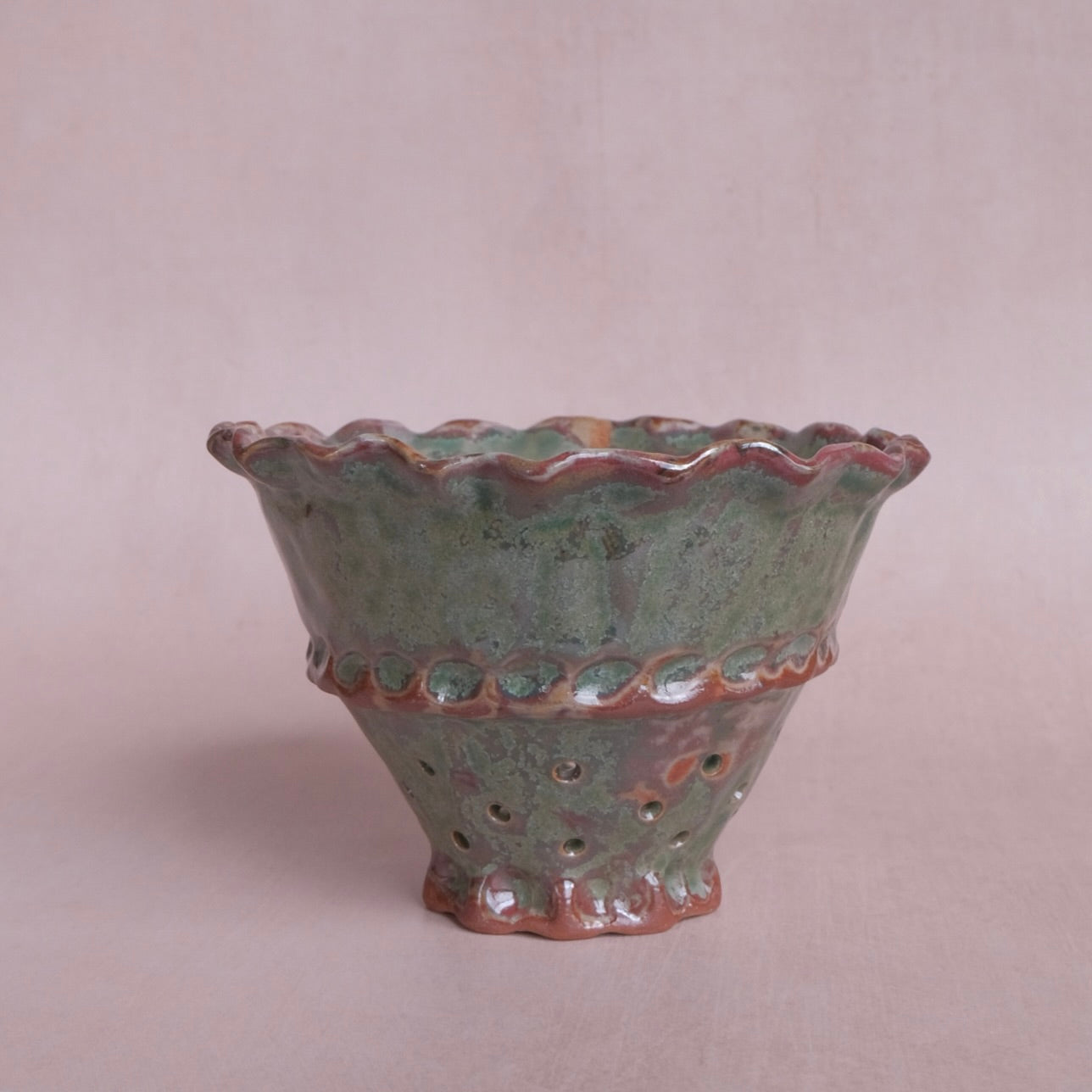 green strainer berry bowl