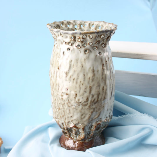 pinch hole white vase