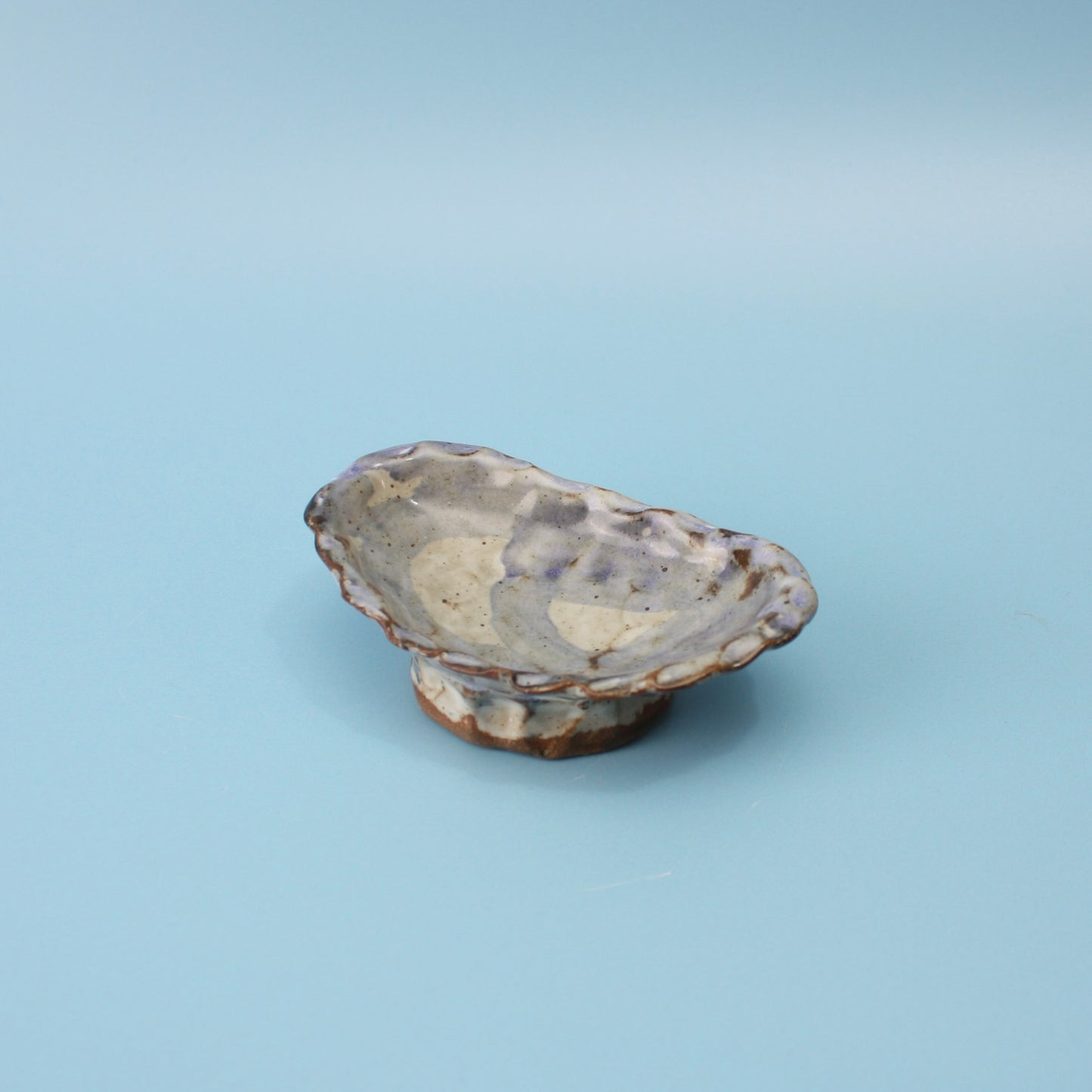 blue pedestal dish