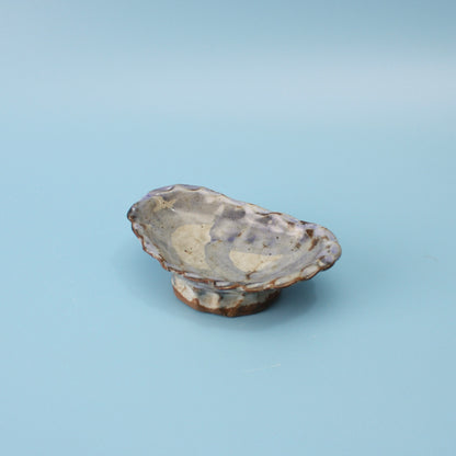 blue pedestal dish